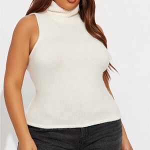 Women's Sleeveless Turtleneck Sweater - Cream